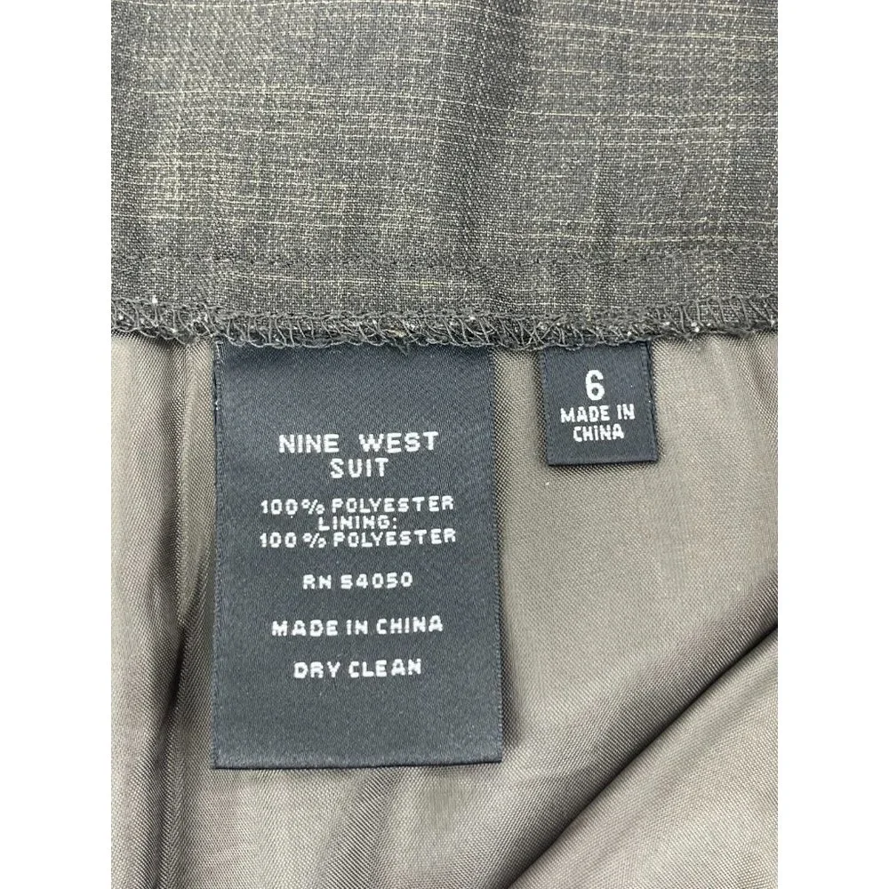 Nine West Women's Gray Flat Front Flare Leg Suit Dress Pants Size 6
